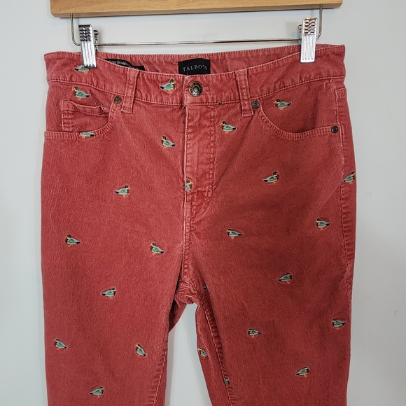 Talbots Stretch Corduroy Straight Leg Pants Mallard Duck Embroidered SZ 8 Petite - Picture 8 of 12
